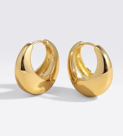Chunky Round Dome Huggie Earrings